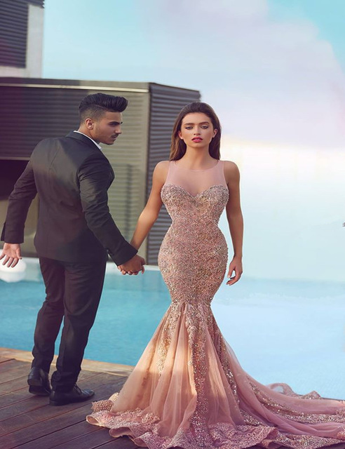 Sequin Sheer Prom Dress