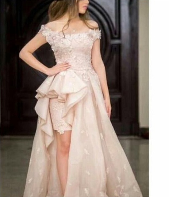 beautiful elegant wedding dresses Long Sleeves Lace Bridal Dress M846 Red Polka Dot Halterneck Color:denim bengaline High-quality Elegant Dresses